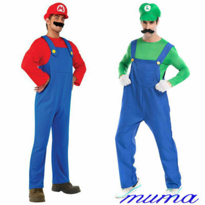 Neu Erwachsene Super Mario und Luigi Bros Herren Kostüm Klempner