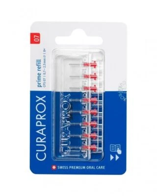 Curaprox CPS 07 Prime Refill Pack Interdental Brushes 0.7mm Red (8 Pack) X 1