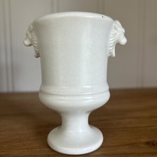 Antique Small Wedgwood Vase, Lion Head Handles, White. 