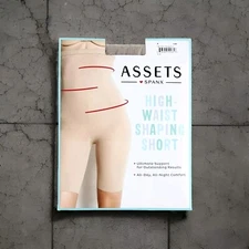 Spanx Assets Sz 5 High Waist Shaping Short Nude Shapewear Mid Thigh Control 870B