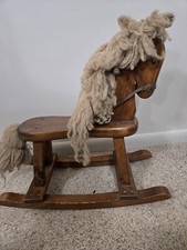 VINTAGE SOLID WOOD LEATHER EARS ROCKING HORSE - Woods of America 1983 24x24"