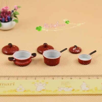 AirAds Dollhouse 1:12 Miniature kitchenware cook Sauce Pans, set 3