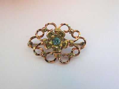 12k Gold Filled Vintage VanDell Co Brooch Glass Tear Drop