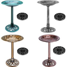 28" Outdoor Garden Bird Bath Basin w/ Solar Pump Fountain Stand Polyresin Decor