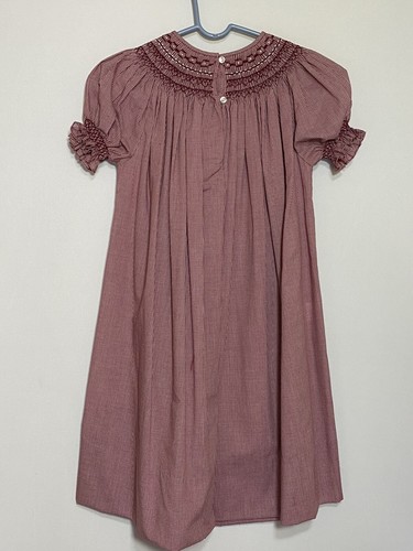 Sew Beautiful Burgundy Smocked Short Sleeve Dress Wedding Holiday Sizes 3T & 4T - Picture 3 of 10