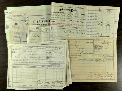 Old Land Town Lots Tax Receipts MORRIS LEVY San Antonio Texas Bexar County