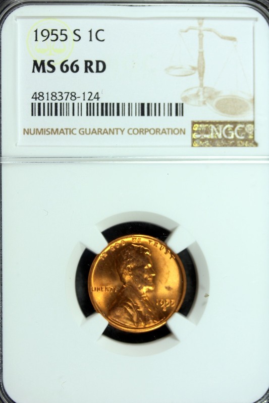 1955 - S NGC MS66 RD Lincoln Cent!!  #B19640