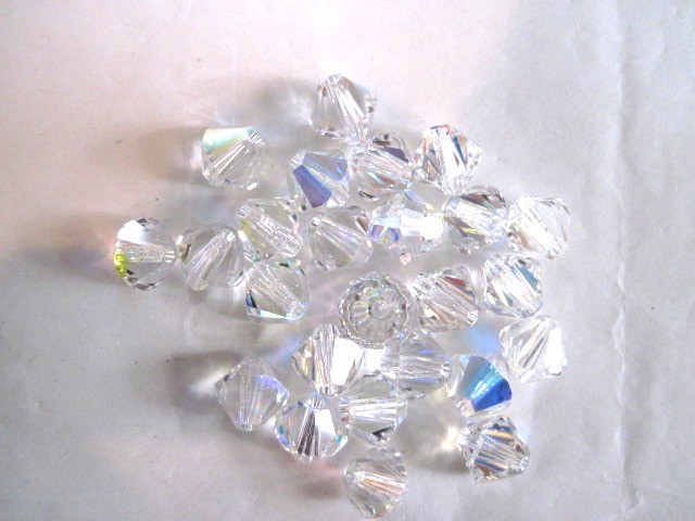 100 pc SWAROVSKI CRYSTAL AB Loose Beads 5mm Bicone 5328 Wedding/Bridal Free Ship
