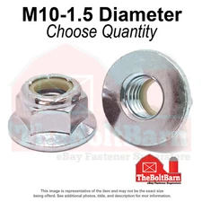 M10-1.5 Class 8 Nylon Insert Hex Flange Lock Nuts Zinc Yellow Thread (Pick Qty)