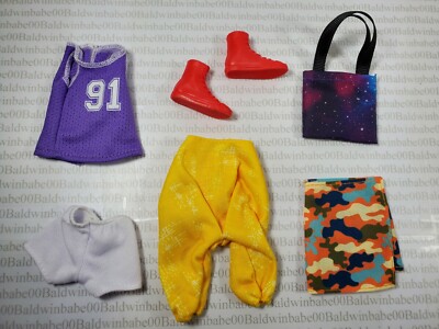 CREATABLE WORLD (D) ~ BASKETBALL SHIRT SKIRT SHORTS RED SHOES DOLL CLOTHING LOT