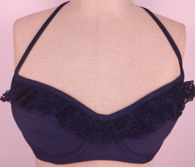 レザーホリスター Hollister RN 75654 Blue Push Up Halter Tie Underwired Swim Top