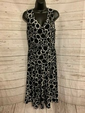 Talbots Petites Women’s Sleeveless Dress Black / White Bubbles Size 10