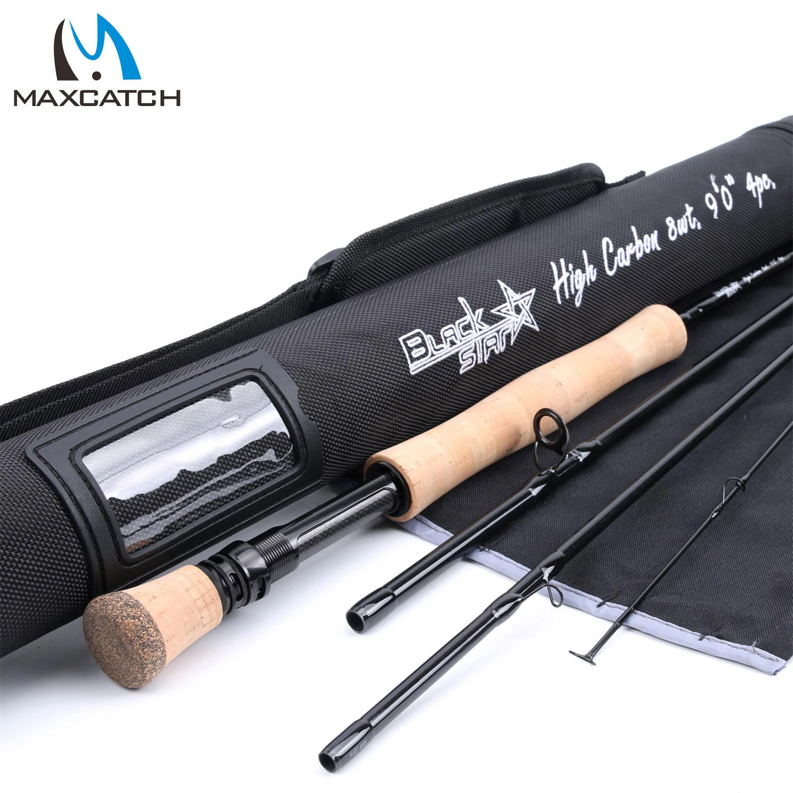 Maxcatch Black Star Fly Fishing Rod Fast Action, IM10 Carbon Fiber 4/5/6/7/8wt