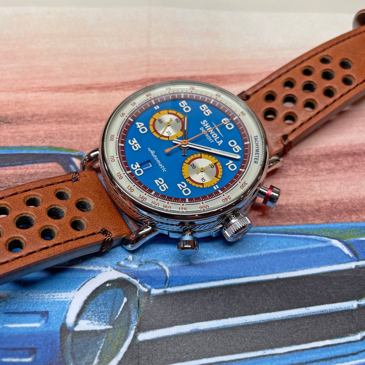 Shinola 44MM Limited Edition Canfield Speedway Blue Watch