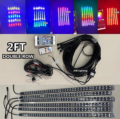 JHB 6PCS 2FT 24''DOUBLE ROW Remote APP Multicolor CHASING FLOW  LED Strips Lights