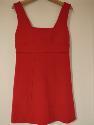 VANESSA BRUNO 'Freddy' Mini Dress Square Neckline Vermilion Red 60s Style 36 8