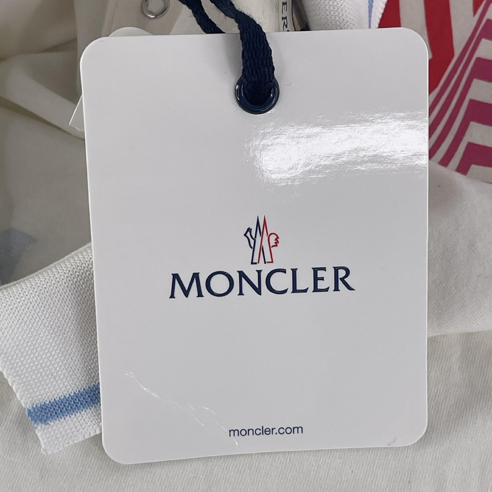 MONCLER infant  JR Logo lettering baby dress Size 2 Baby 2T Snap White shirt  thumbnail 9