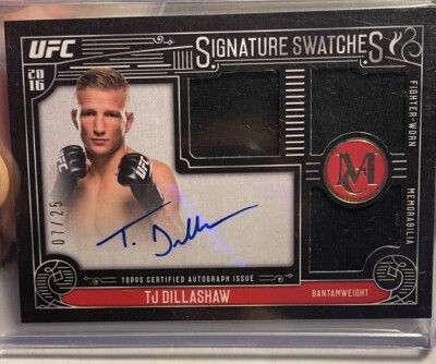 TJ dillashaw 2016 Triple Swatch fight worn Gloves AUTO /25
