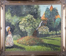 1997 Oil - A Lady in a Garden