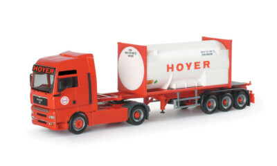 Herpa 152778 Spur H0 1/87 MAN TGA XXL Gascontainer Sattelzug ''Hoyer''