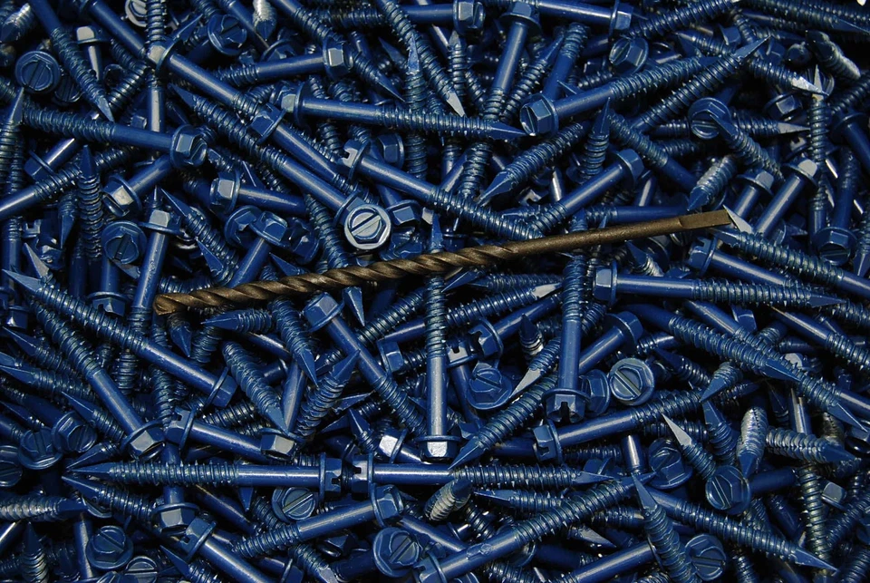 LEXAR INDUSTRIAL (175) Hex Washer Head 1/4 x 2-1/4 Concrete Masonry Screws Tapcon Anchor & Bit