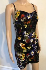 Urban Outfitters XS Dress Black Floral Velvet Mini Dress Spaghetti Straps
