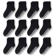 12 Pairs/Lot Non Slip Socks Boys Girls Infants Kids Skid Cotton Crew 1-7Years