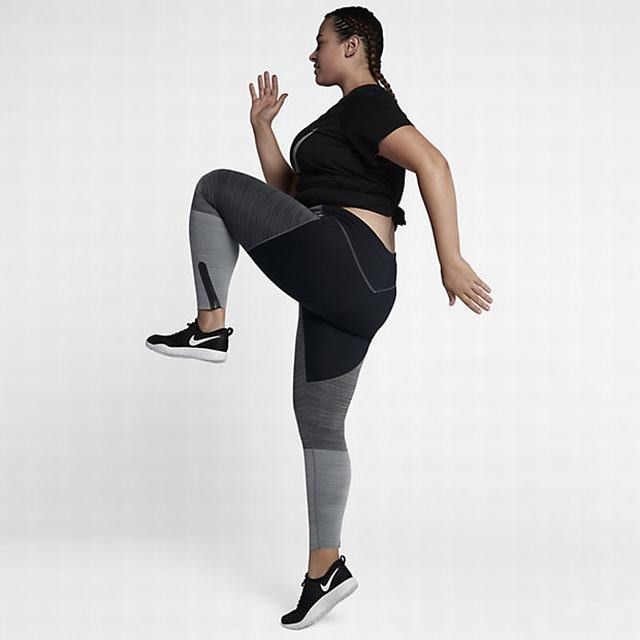 Легендарные леггинсы с цветными блоками NIKE Anthracite Black DRI FIT 1X для занятий йогой и бегом в тренажерном зале