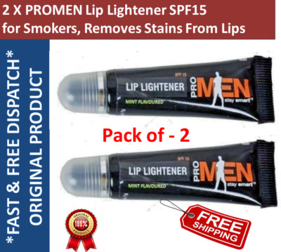 2 X PROMEN Lip Lightener SPF15 for Smokers, Removes Nicotine / Tobacco Stains 
