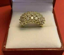 2Ct Round Cut Lab Created Diamond Cluster Engagement Ring 14K Yellow Gold Plated