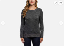 Champion Women's Long sleeve Heathered Top Mid- Charcoal,MEDIUM NWT