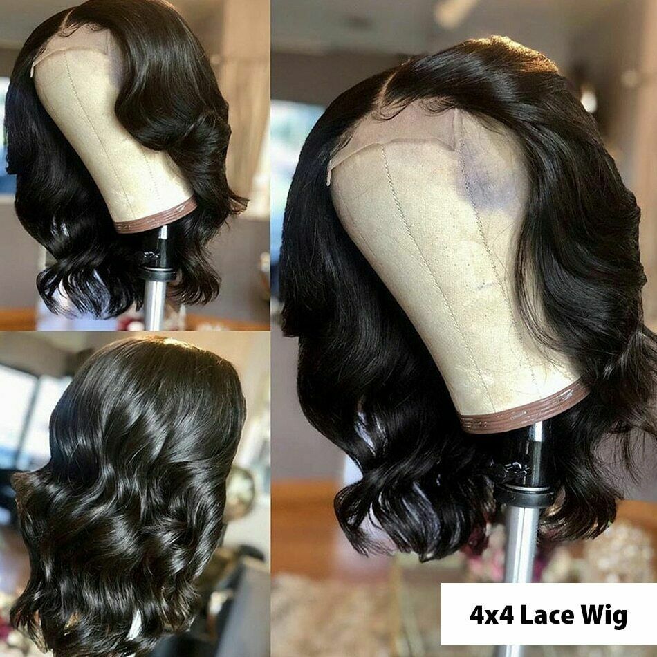 Body Wave Short 4x4 Closure Lace Front Human Hair Wig Pre Plucked Remy Wig Women Regularna gwarancja