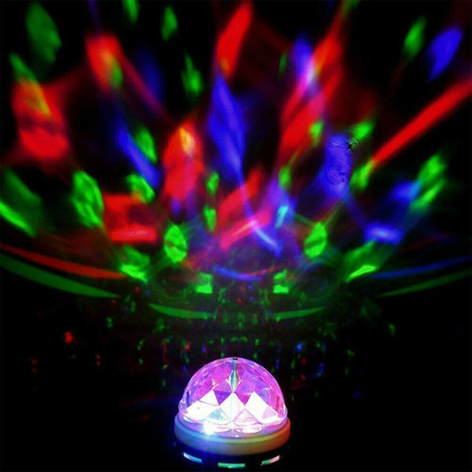 10Pcs 3W RGB LED Crystal Rotating Light Bulb E26 Lamp Holder Xmas Party DJ Disco - Image 3 of 4