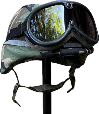 Large PASGT Ballistic Combat Helmet & Norotos Shroud Goggles