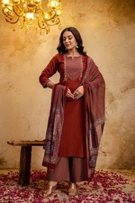 Indian Traditional Kurti Palazzo Dupatta Set Bollywood Women's Ethnic Kurta Set
