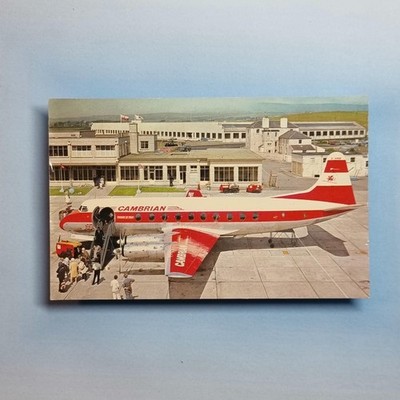 Verkehrsflugzeug Postkarte um 1950 Cambrian Airways Viscount Isle of Man