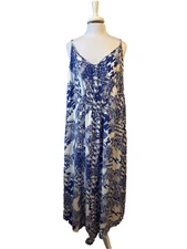 City Chic Women's XXL Cobalt Blue Asymmetric Fairy Smocked Babydoll Maxi Dress