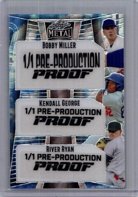 Bobby Miller Kendall George River Ryan Leaf Baseball 1/1 Pre Production Proof