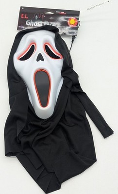NEW Fun World E.L Ghost Face Light-Up Halloween Mask NWT