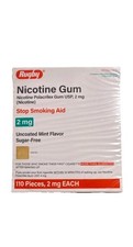 Rugby Nicotine Gum 2 mg Uncoated Mint Sugar-Free 110 Pieces Stop Smoking Aid