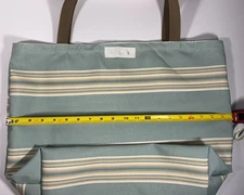 Reusable Grocery Shopping Tote Large Blue Upholstery Fabric with Webbing Handles