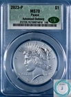 2023 $1 Peace Silver Dollar CAC MS70 Advanced Delivery