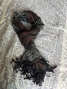 Knit Acrylic Scarf With Fringe 