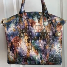 Brahmin Large Duxbury Satchel Woodland Fir Tree Forest Melbourne Leather