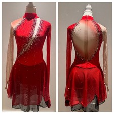 Adult Small Ice Skating Dress Rhinestone Figure Skating Competition Costume