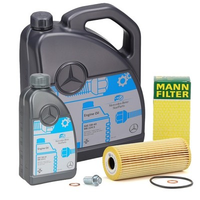 6L ORIGINAL 5W-40 MB 229.5 Motoröl + MANN Ölfilter für MERCEDES-BENZ M111 M104