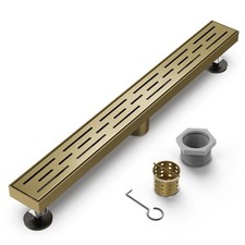 Brushed Titanium Gold Shower Drain 48 Inch, 304 Stainless Steel Linear Shower...