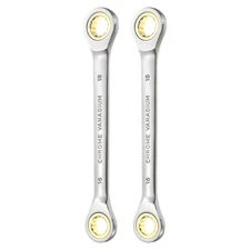 2pcs Double Box End Ratcheting Wrench 16 x 18mm Metric 72 Tooth Ratchet Spanner