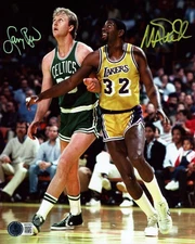 Larry Bird & Magic Johnson Signed 8x10 Photo Celtics & Lakers Beckett Wit