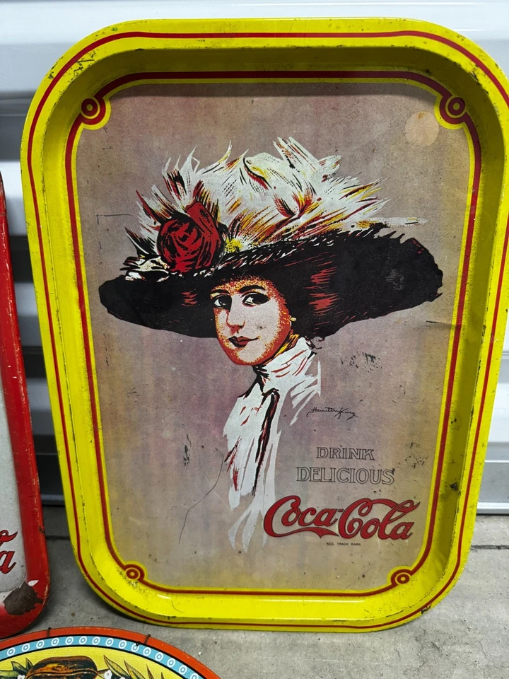 Lot of 3 Coca-Cola Metal Serving Trays – 1909 Hilda Girl, 1976 75th Anniv, Vinta - Image 3 of 4